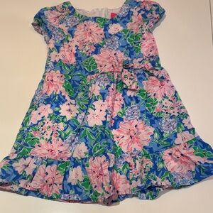 Lilly Pulitzer girls Blue Floral Dress with Pink & Green Accents